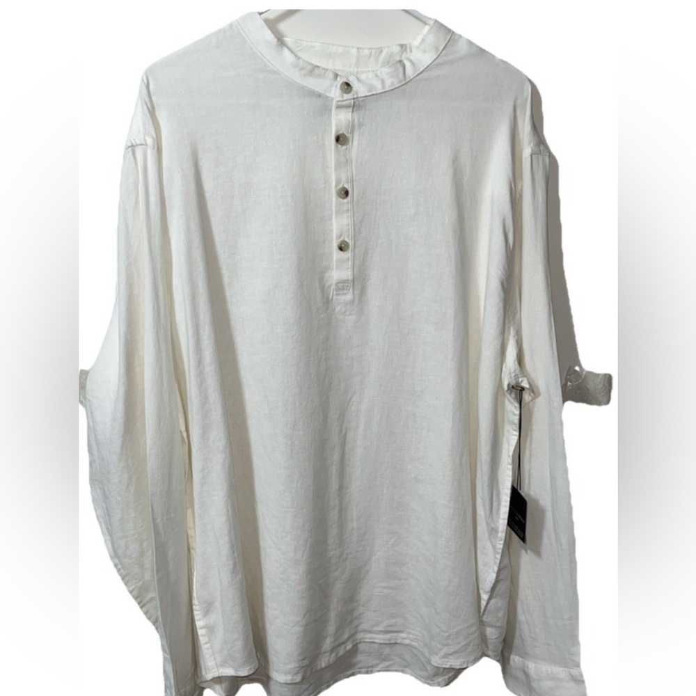 NWT Saks Fifth Avenue Mens Henley XXL Linen Blend Old Money Classic Resort